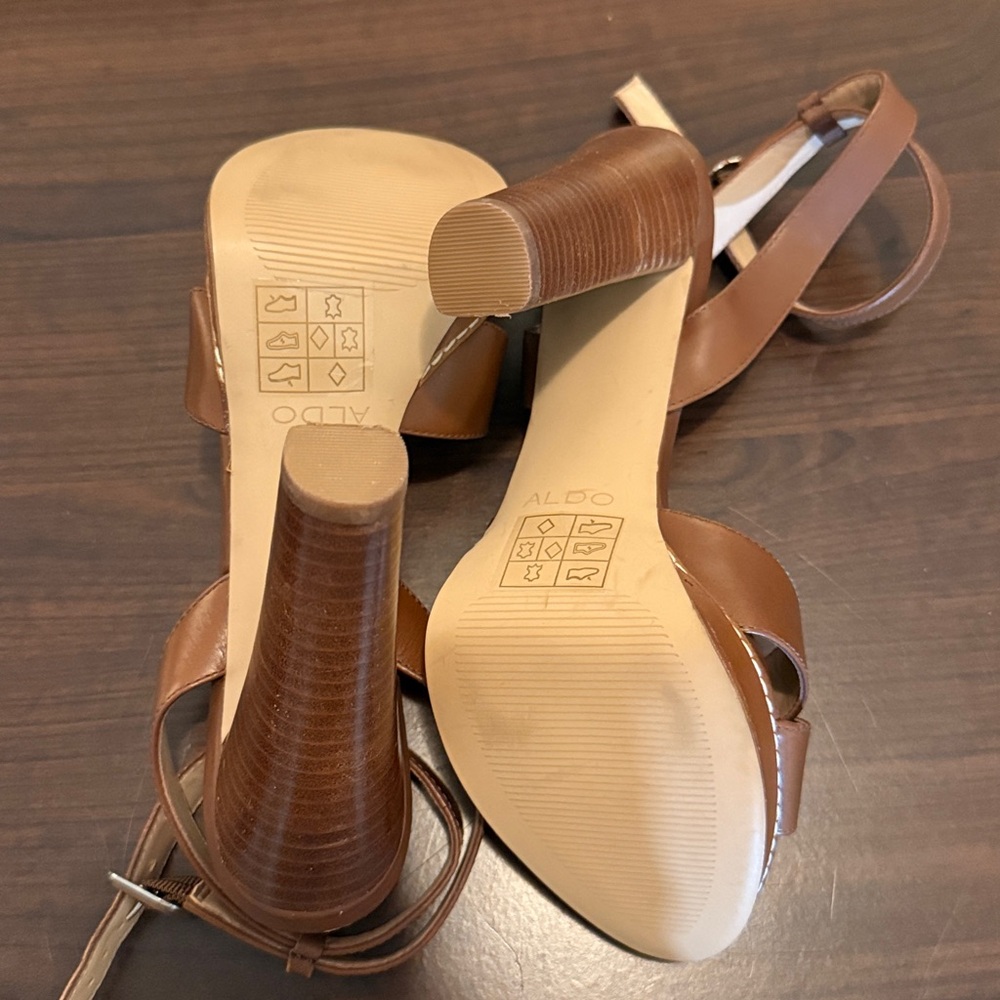 Aldo Brown Leather Platform Heels Size 7.5 - Never Worn - Picture 4 of 5